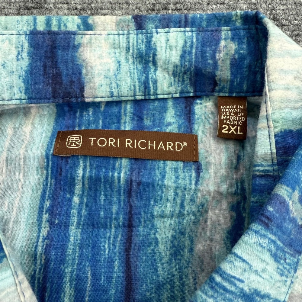 Tori Richard Shirt Mens XXL 2XL Blue Hawaiian 100% Cotton Lawn Beach USA - Picture 2 of 8